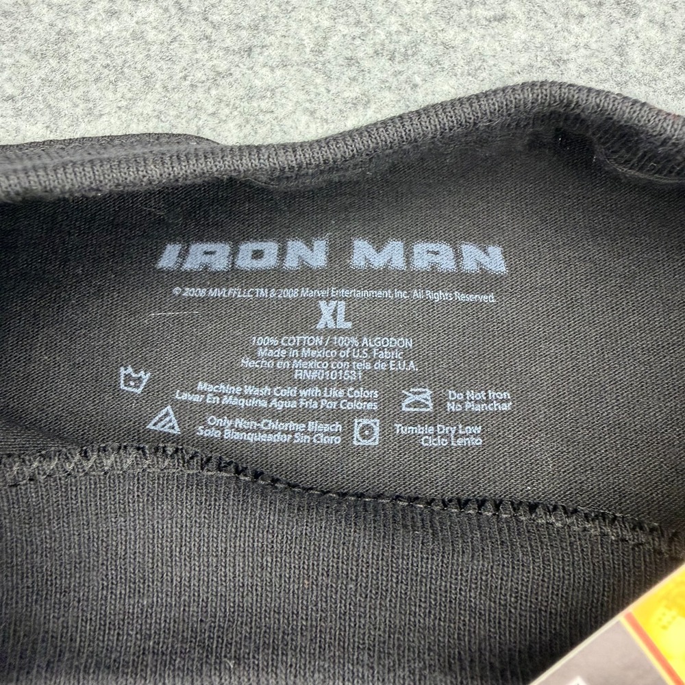 Iron Man 2008 Movie Mad Engine Gold Face T-Shirt Black XL New With Tags - Picture 8 of 15